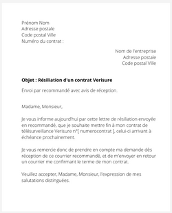 la lettre pour resilier une telesurveillance verisure par securitas direct