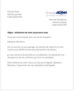 lettre resiliation contrat auto agpm