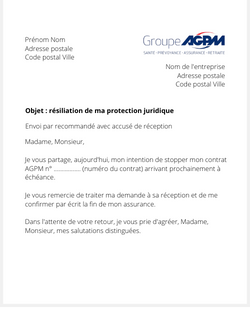 la lettre pour resilier une protection juridique agpm