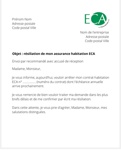 la lettre pour resilier une assurance logement eca