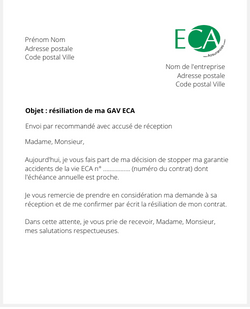 la lettre pour resilier une gav eca