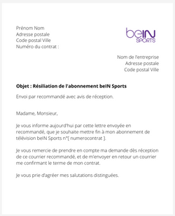 lettre resiliation bein sports