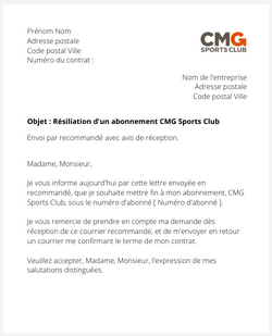 La résiliation d'un abonnement CMG Sports