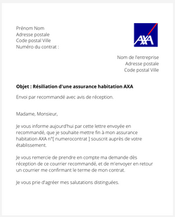 la lettre pour resilier une assurance logement axa