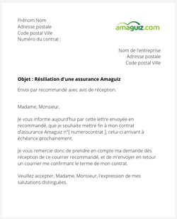 la lettre pour resilier une assurance amaguiz