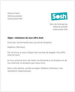 la lettre pour resilier une box internet sosh