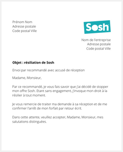 Lettre pour résilier un forfait Sosh