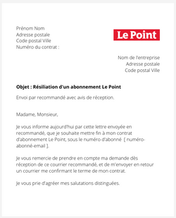 la lettre pour resilier un abonnement le point