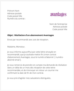 la lettre pour resilier un abonnement avantages