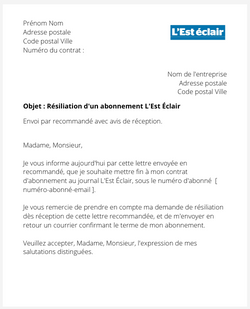 la lettre pour resilier un abonnement lest eclair