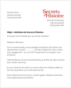 la lettre pour resilier un abonnement secrets dhistoire