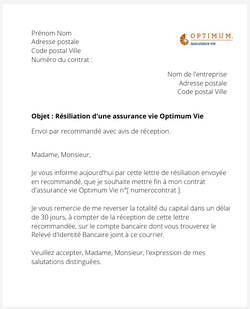 la lettre pour resilier une assurance vie optimum