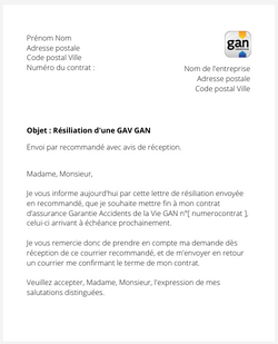 la lettre pour resilier une gav gan