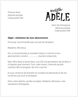 la lettre pour résilier mortelle adele le mag