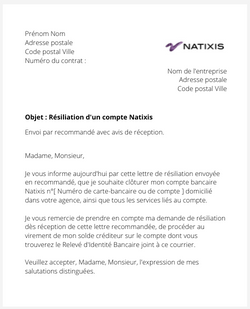 la lettre pour resilier un compte natixis