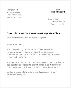 la lettre pour se desabonner dun magazine du groupe marie claire