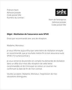 lettre resiliation contrat auto spvie