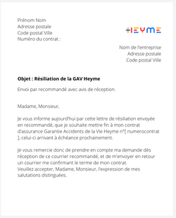 la lettre pour resilier une gav heyme