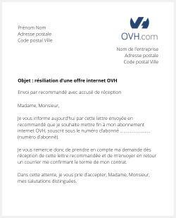 la lettre pour resilier une box internet ovh