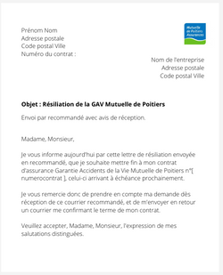 la lettre pour resilier une gav mutuelle de poitiers