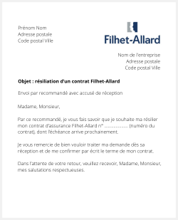 la lettre pour resilier un contrat filhet allard