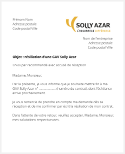 la lettre pour resilier une gav solly azar