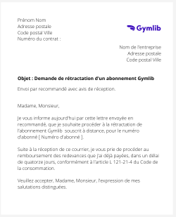 la lettre pour resilier un abonnement de sport gymlib