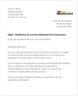 la lettre pour resilier une assurance logement euro assurance