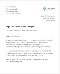 la lettre pour resilier une gav cegema