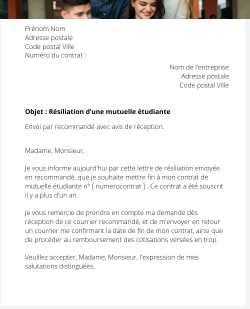 la lettre pour resilier une mutuelle etudiante