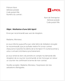 la lettre pour resilier une gav apicil