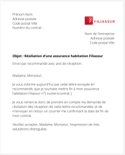 la lettre pour resilier une assurance logement filiassur