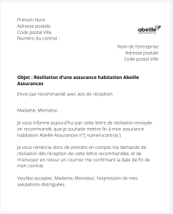 la lettre pour resilier une assurance habitation abeille assurances