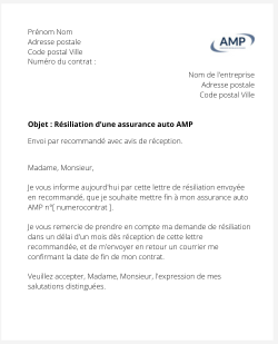 lettre resiliation contrat auto amp