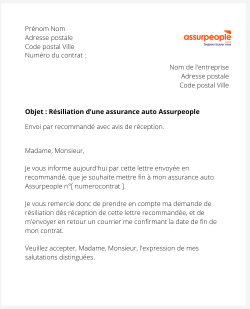 lettre resiliation contrat auto assurpeople