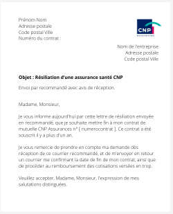 la lettre pour resilier une mutuelle cnp