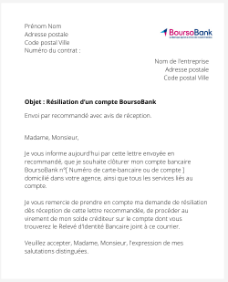 la lettre de cloture pour un compte boursobank