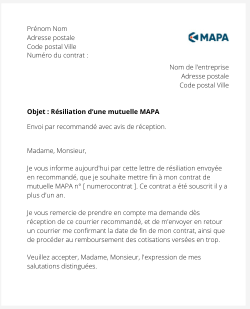 la lettre pour resilier une mutuelle mapa