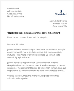 lettre resiliation mutuelle filhet allard