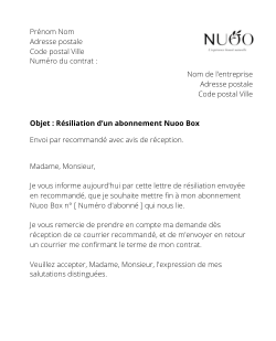 la lettre pour resilier un abonnement nuoo box