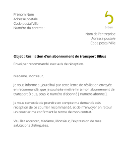 la lettre pour resilier un abonnement bibus