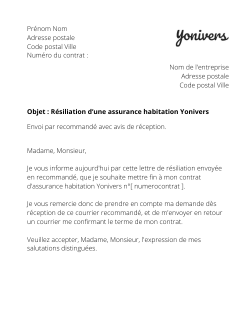 la lettre pour resilier une assurance logement yonivers