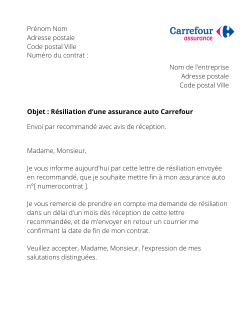 lettre resiliation contrat auto carrefour