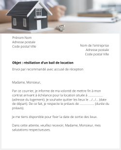 La lettre pour résilier un bail de location d'habitation