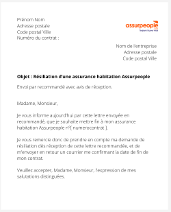 la lettre pour resilier une assurance logement assurpeople