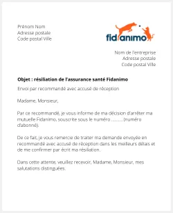 la lettre pour resilier une mutuelle animaux fidanimo