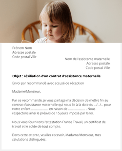 lettre resiliation contrat assistante maternelle